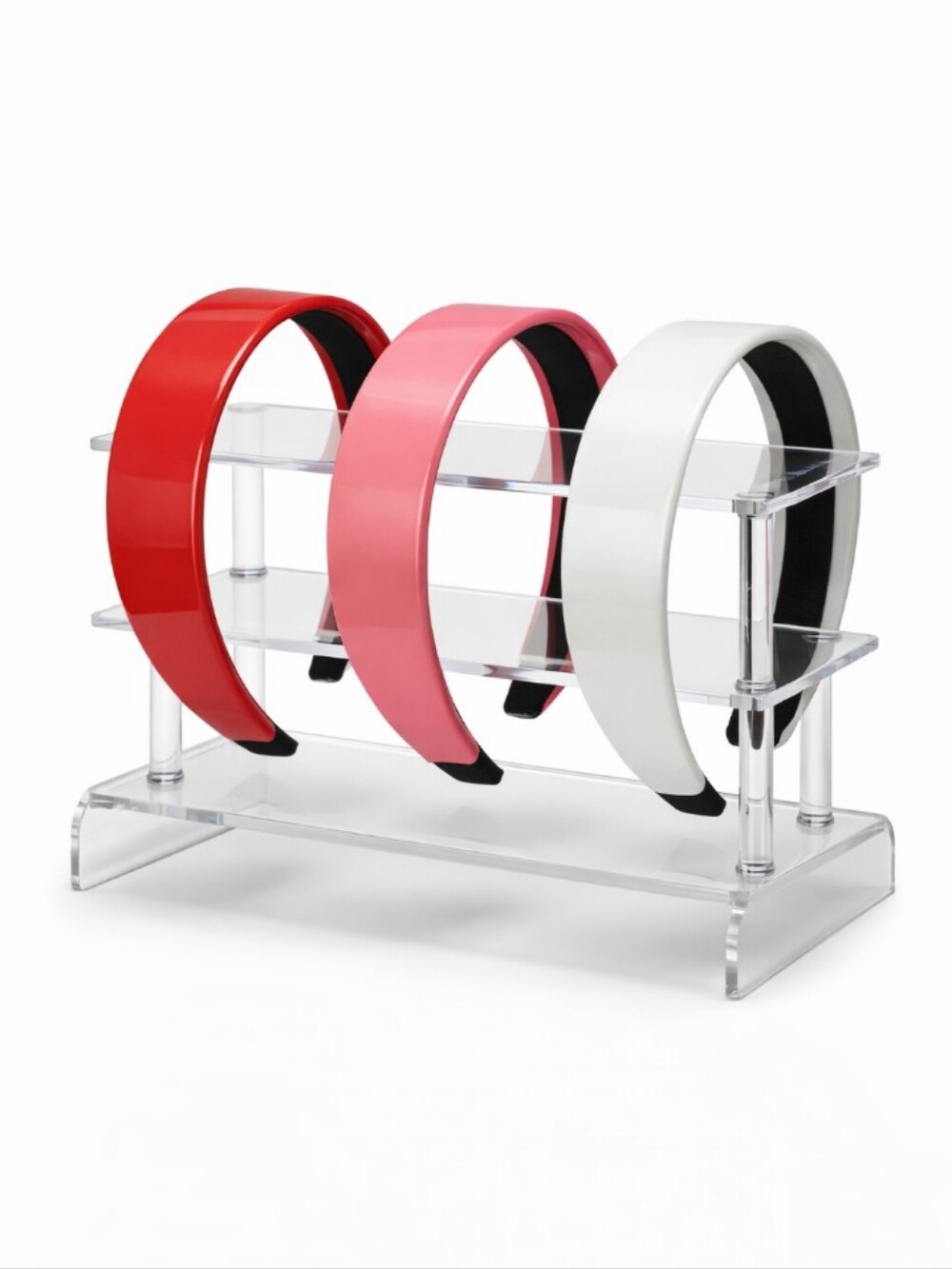Three‑Color Headband Set – Red, Pink & White Excellent Condition